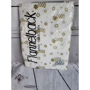 Vintage 2000 Vinyl Flannel Back Tablecloth 52 "x 70” Oblong Y2K Millennium New